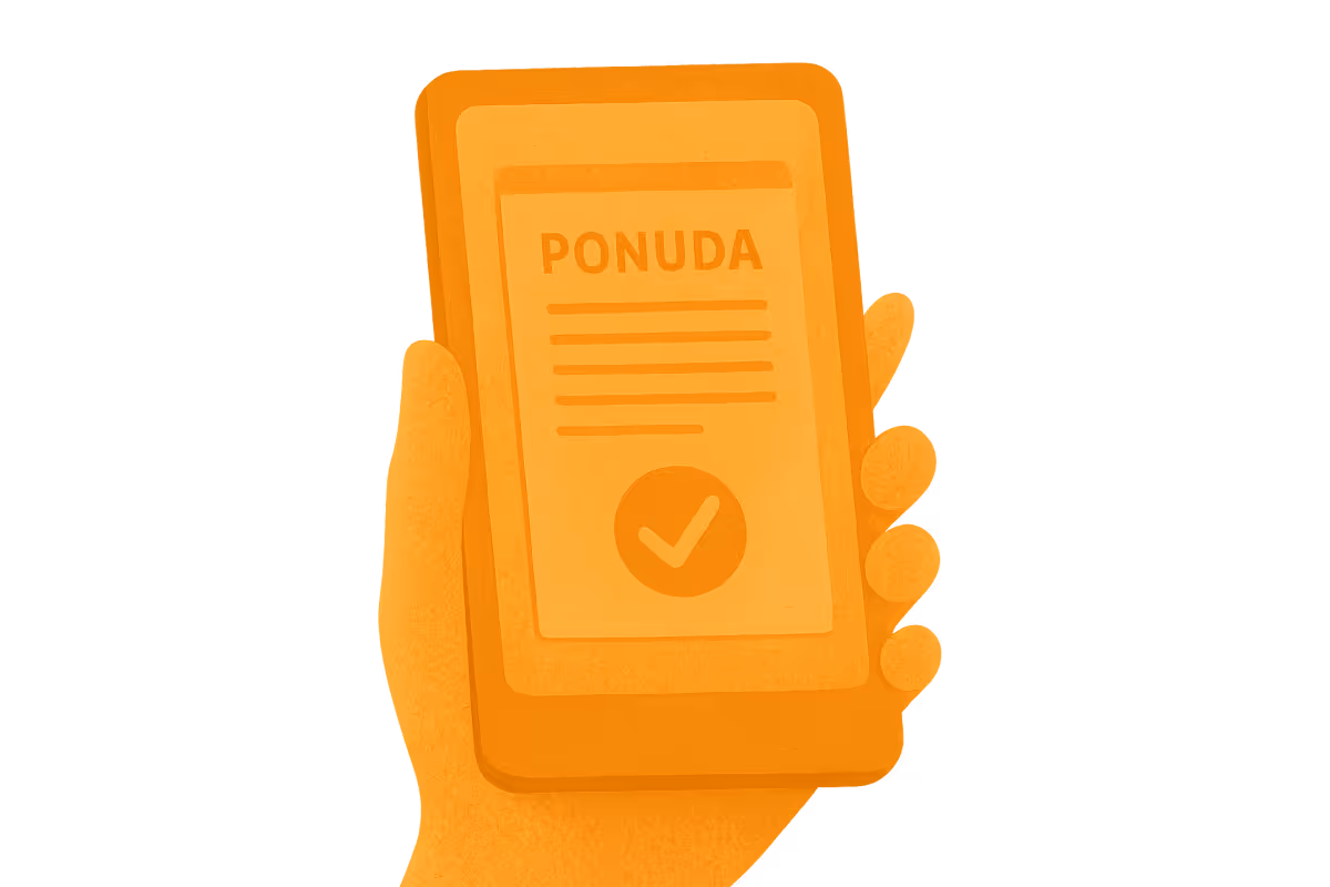 Ruka drži mobitel s online ponudom.